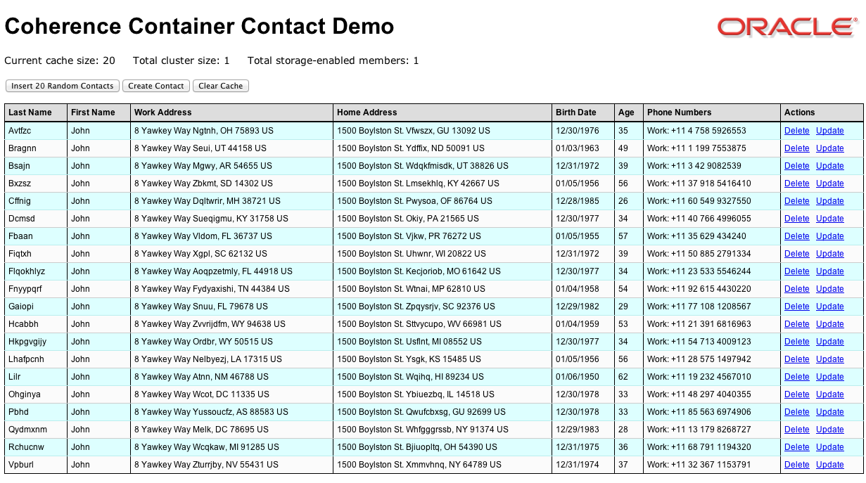 Sample application deployed in single-server example